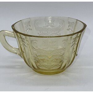 Set of 2 Amber Federal Glass Madrid 3 3/4” Round Tea/Coffee Cup, Vintage